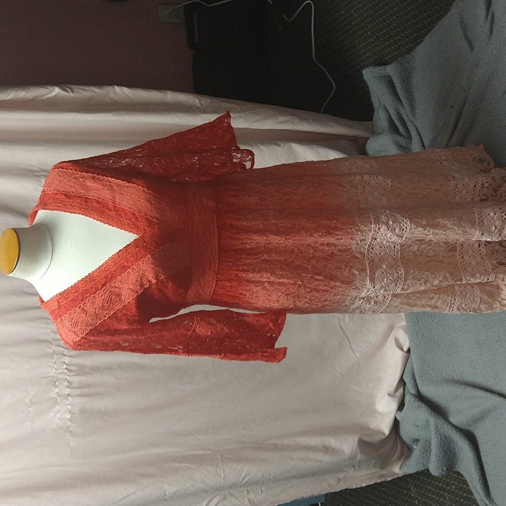Boho ombre, tea length dress.